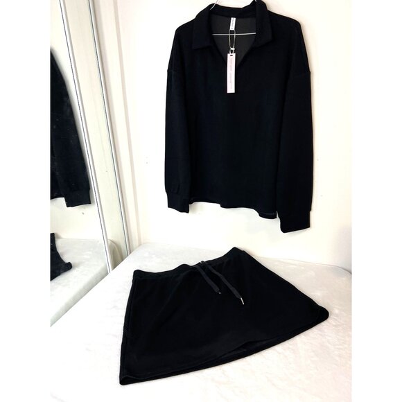 Casly Lamiit Two Piece Set Skort Jacket Tracksuit Matching Set Lounge Tennis Bla - Picture 4 of 12